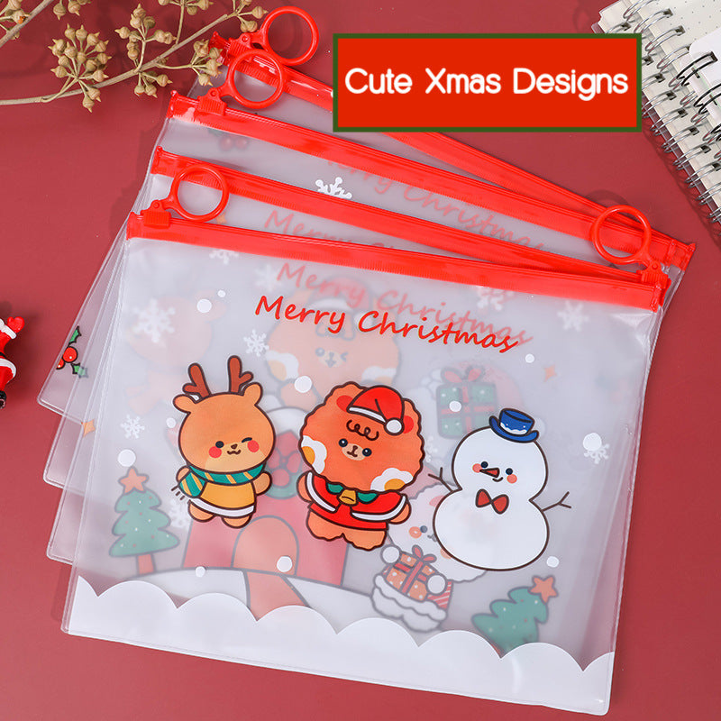 [Christmas 2024] 4 Pack Cute Christmas Plastic Storage Bag Storage Hol