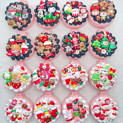 [Christmas 2025] Christmas Theme Kawaii Cute Convertible Foldable Mirror and Brush Combo Tool