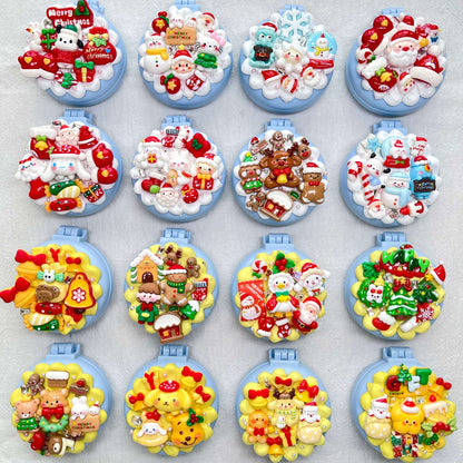 [Christmas 2025] Christmas Theme Kawaii Cute Convertible Foldable Mirror and Brush Combo Tool