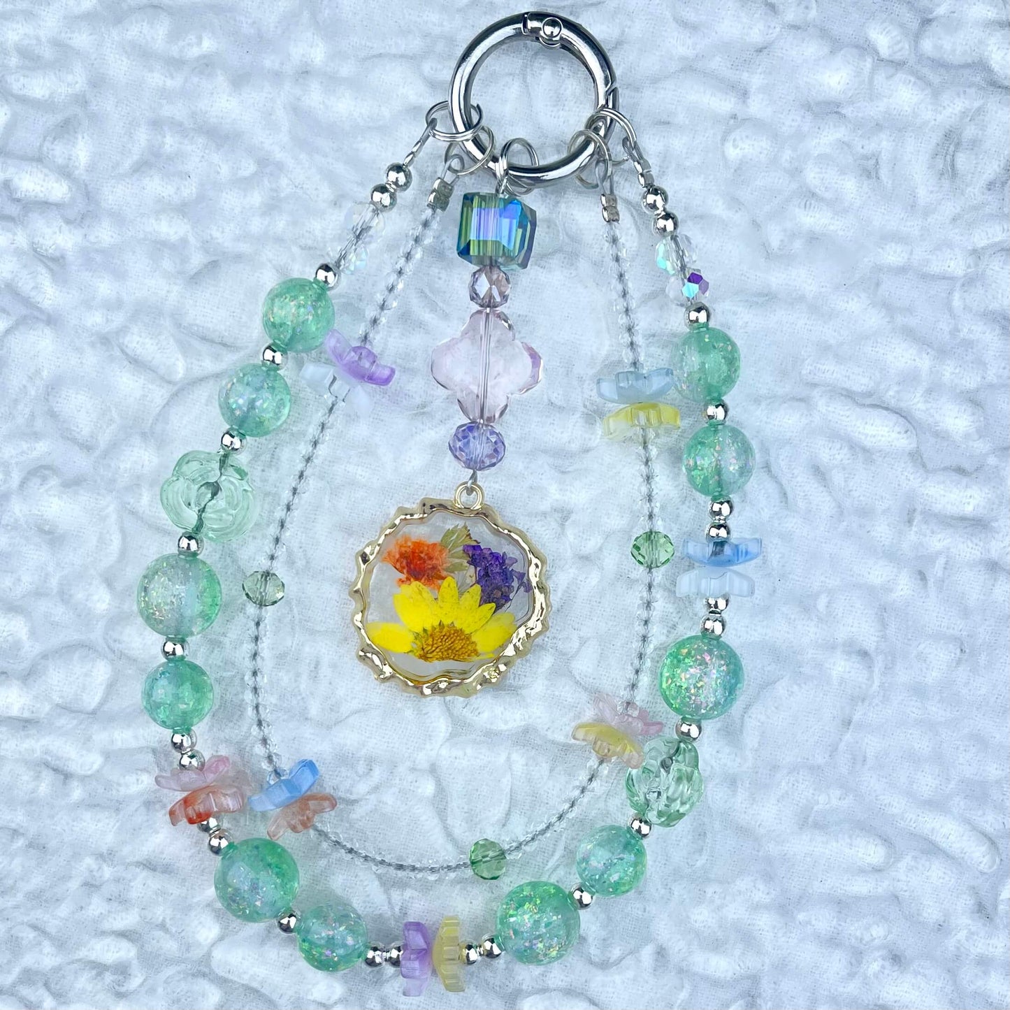 [Anniversary 3-Piece Set] Very Special 3-Piece Color Changing Dry Flower Pendants Glittering Phone Chains Set-Celebration Special Price!-THIS WEEKEND ONLY