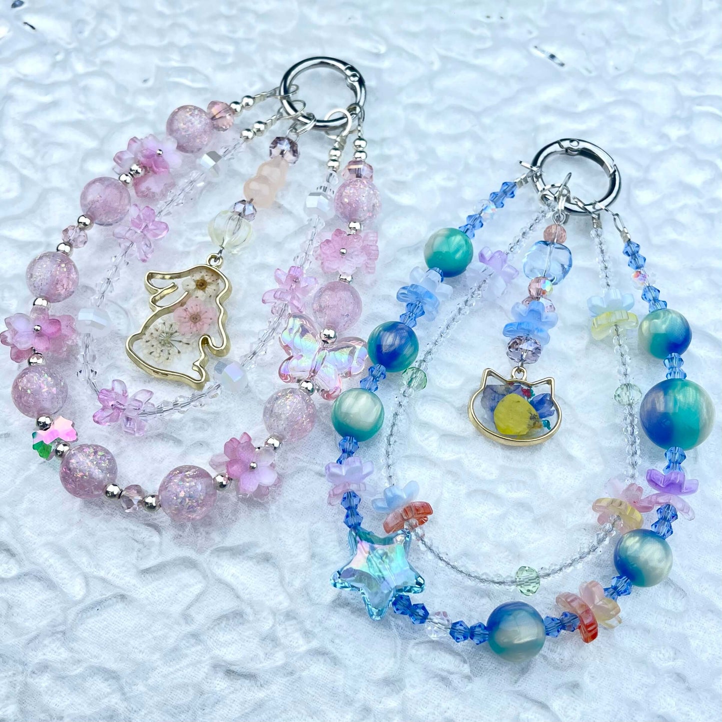 [Anniversary 3-Piece Set] Very Special 3-Piece Color Changing Dry Flower Pendants Glittering Phone Chains Set-Celebration Special Price!-THIS WEEKEND ONLY