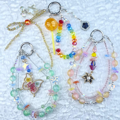 [Anniversary 3-Piece Set] Very Special 3-Piece Color Changing Dry Flower Pendants Glittering Phone Chains Set-Celebration Special Price!-THIS WEEKEND ONLY
