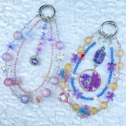 [Anniversary 3-Piece Set] Very Special 3-Piece Color Changing Dry Flower Pendants Glittering Phone Chains Set-Celebration Special Price!-THIS WEEKEND ONLY