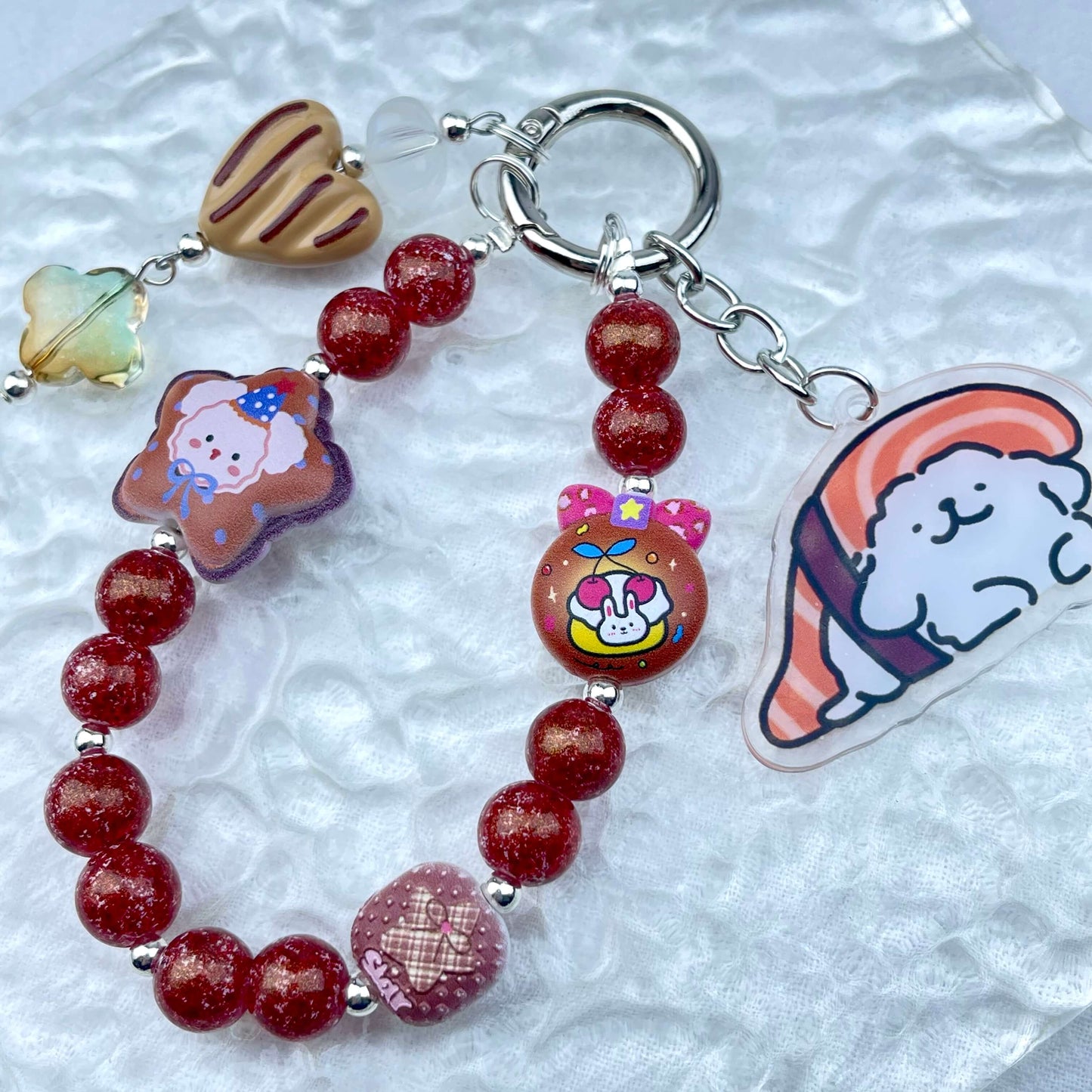 [Holiday Celebration] Premium Handmade Kawaii Decor Glass Beads Phone Decor Keychain-Special Launch Price!