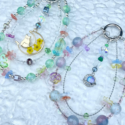 [Anniversary 3-Piece Set] Very Special 3-Piece Color Changing Dry Flower Pendants Glittering Phone Chains Set-Celebration Special Price!-THIS WEEKEND ONLY