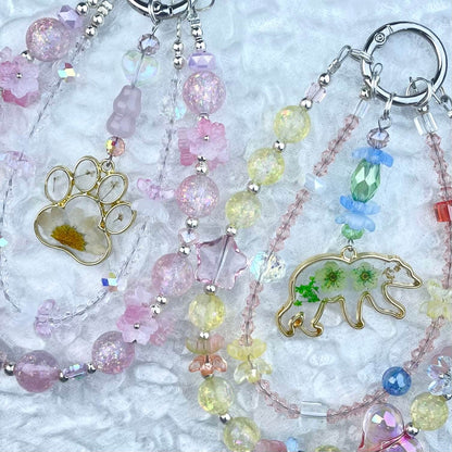 [Anniversary 3-Piece Set] Very Special 3-Piece Color Changing Dry Flower Pendants Glittering Phone Chains Set-Celebration Special Price!-THIS WEEKEND ONLY