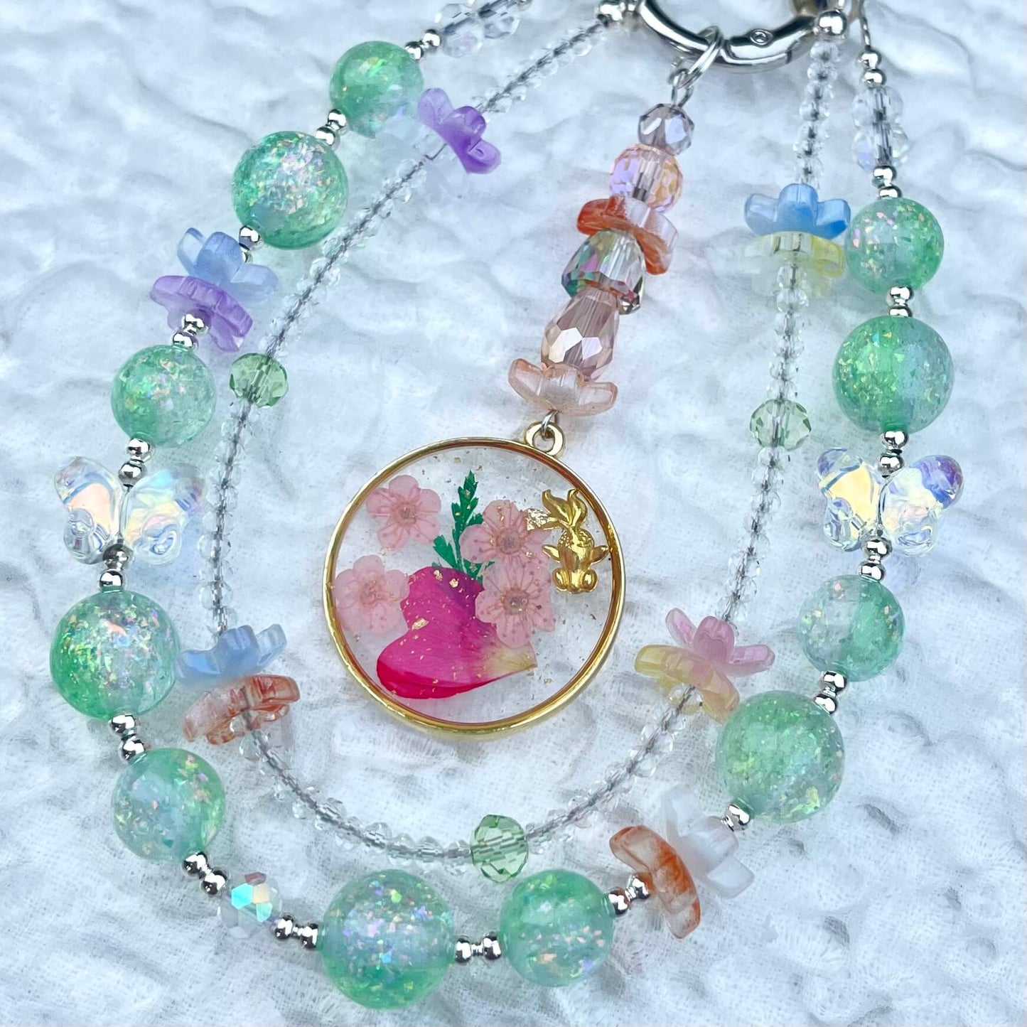 [Anniversary 3-Piece Set] Very Special 3-Piece Color Changing Dry Flower Pendants Glittering Phone Chains Set-Celebration Special Price!-THIS WEEKEND ONLY