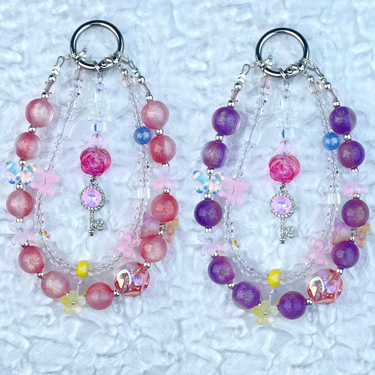 [Anniversary 3-Piece Set] Very Special 3-Piece Color Changing Dry Flower Pendants Glittering Phone Chains Set-Celebration Special Price!-THIS WEEKEND ONLY