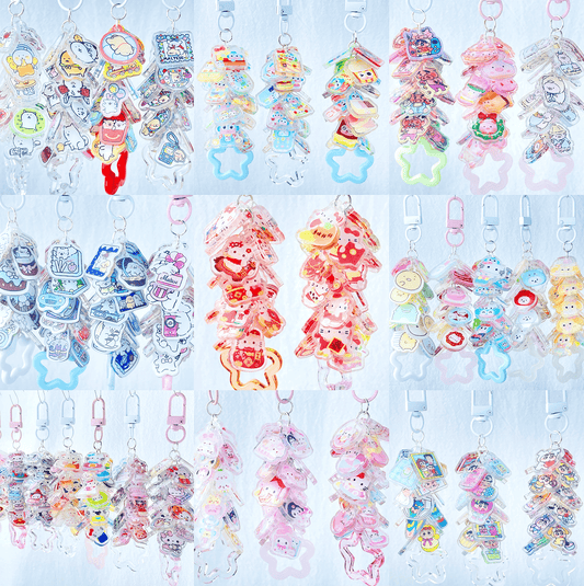 [New Arrival] Cute Mini Acrylic Pads Grape Chain Style Keychains