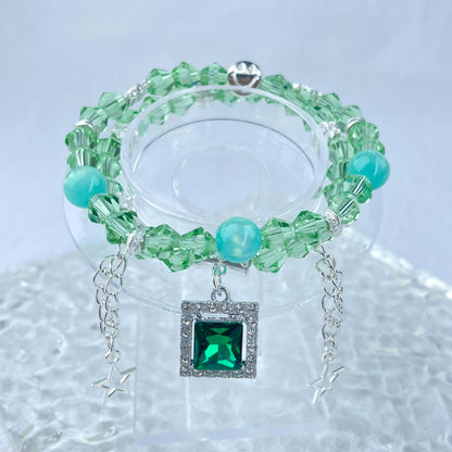 [New Arrival] Handmade Extra Glittering Crystal Glass Double-Ring Elastic Bracelets