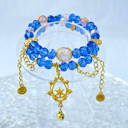 [New Arrival] Handmade Extra Glittering Crystal Glass Double-Ring Elastic Bracelets