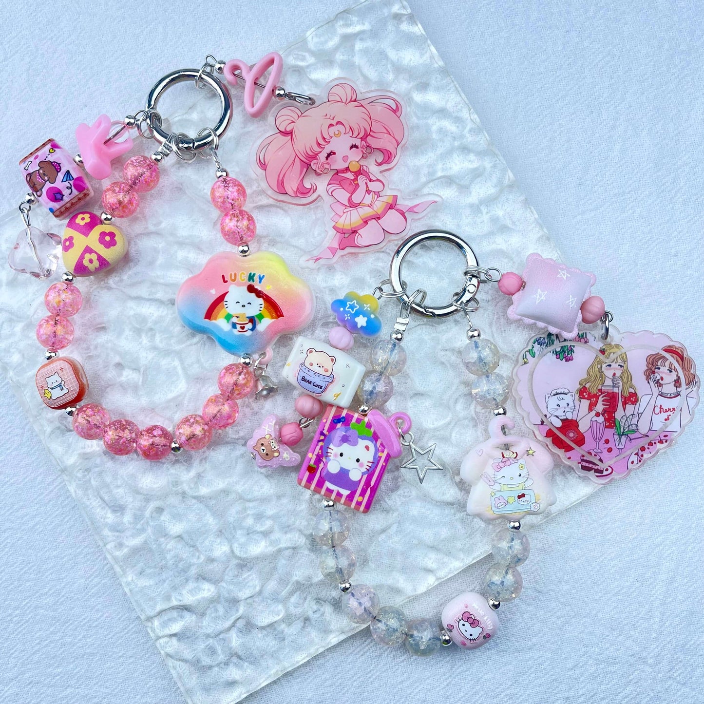 [Holiday Celebration] Premium Handmade Kawaii Decor Glass Beads Phone Decor Keychain-Special Launch Price!