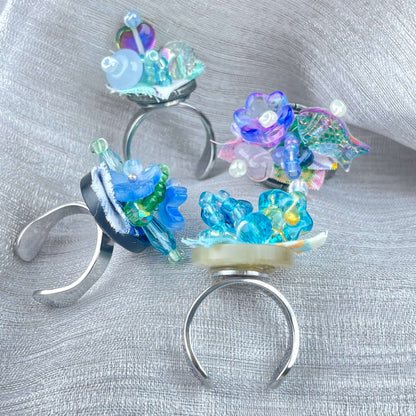 [Holiday Celebration] Handmade Antique Boho Style Beads and Button Rings-Special Launch Price!