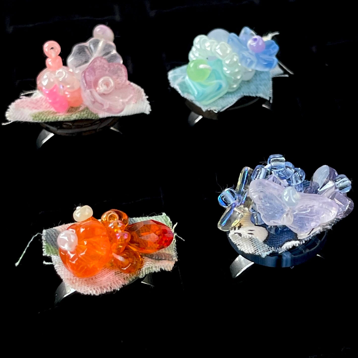 [Holiday Celebration] Handmade Antique Boho Style Beads and Button Rings-Special Launch Price!