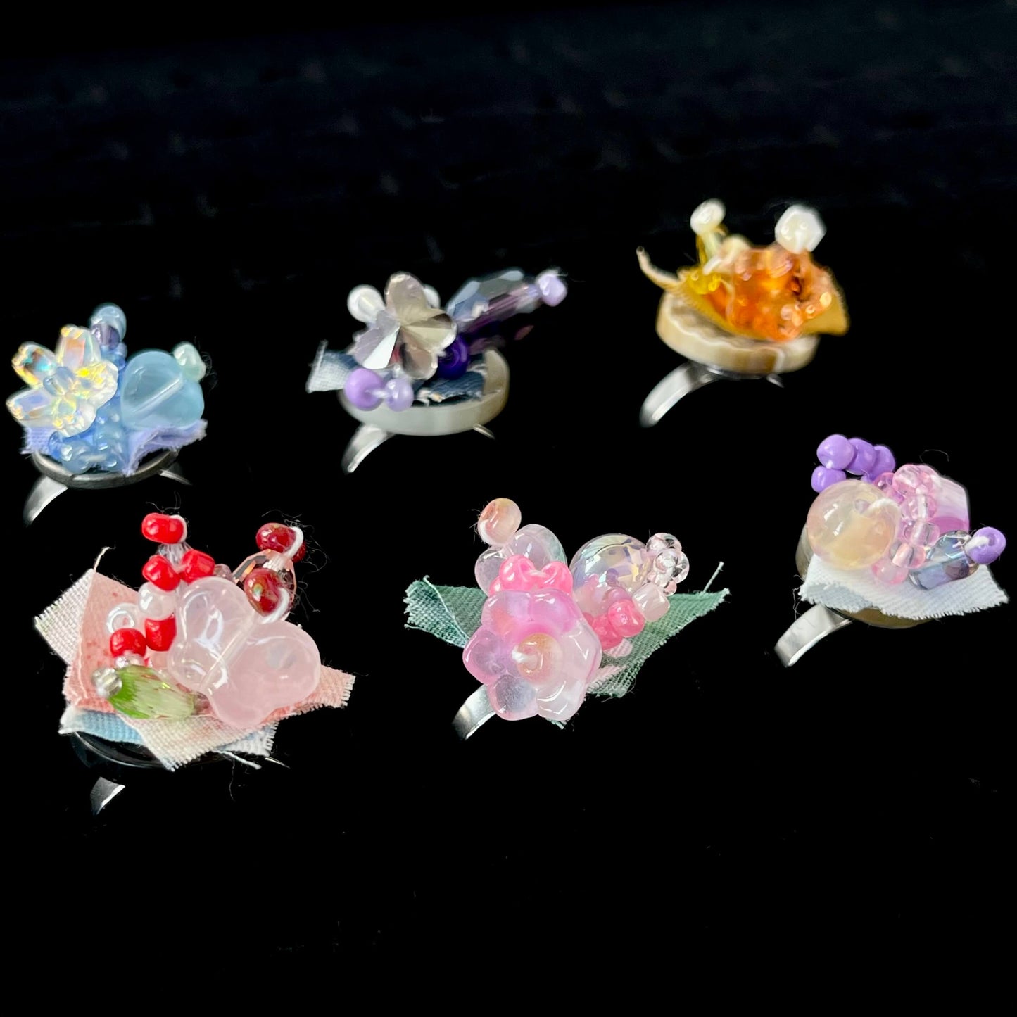 [Holiday Celebration] Handmade Antique Boho Style Beads and Button Rings-Special Launch Price!