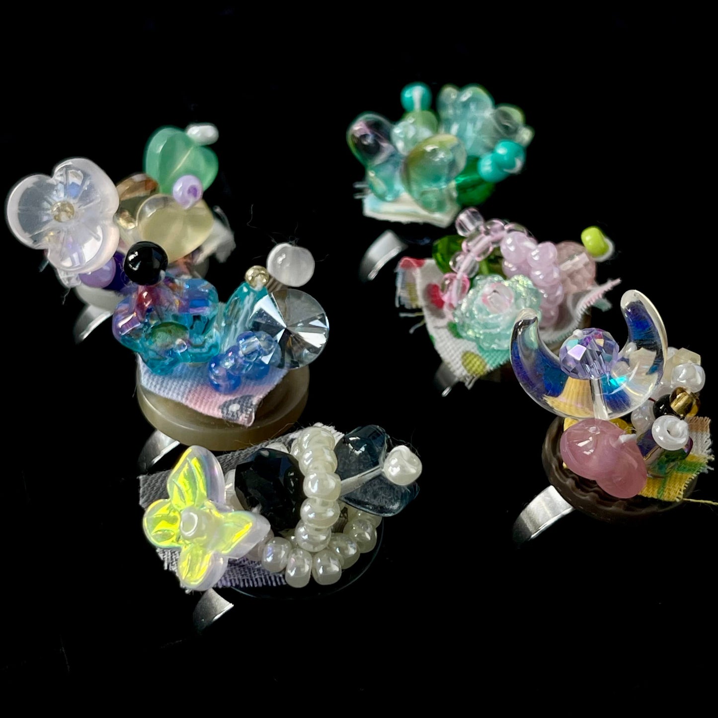 [Holiday Celebration] Handmade Antique Boho Style Beads and Button Rings-Special Launch Price!