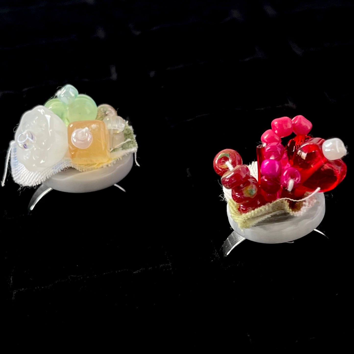 [Holiday Celebration] Handmade Antique Boho Style Beads and Button Rings-Special Launch Price!