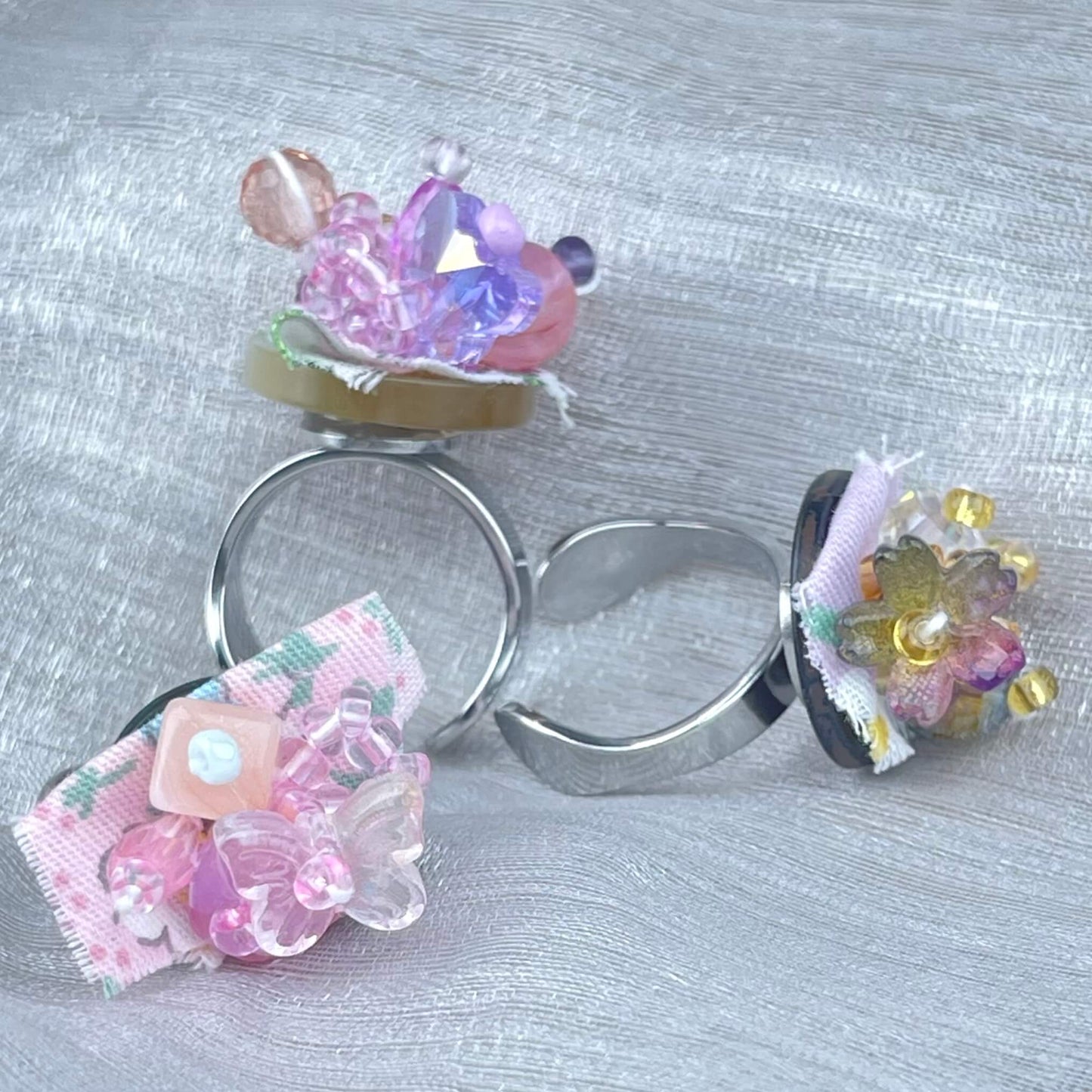 [Holiday Celebration] Handmade Antique Boho Style Beads and Button Rings-Special Launch Price!