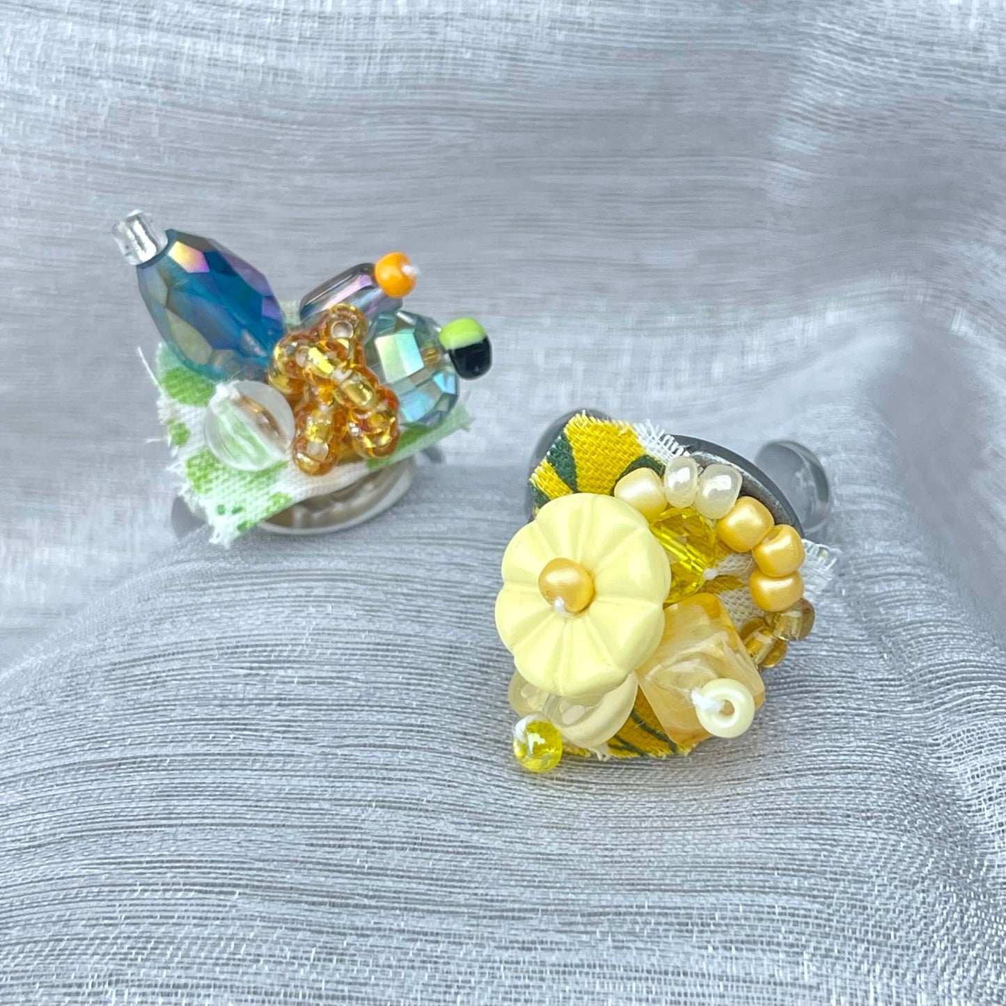 [Holiday Celebration] Handmade Antique Boho Style Beads and Button Rings-Special Launch Price!