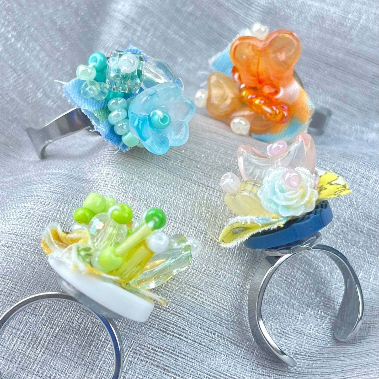 [Holiday Celebration] Handmade Antique Boho Style Beads and Button Rings-Special Launch Price!