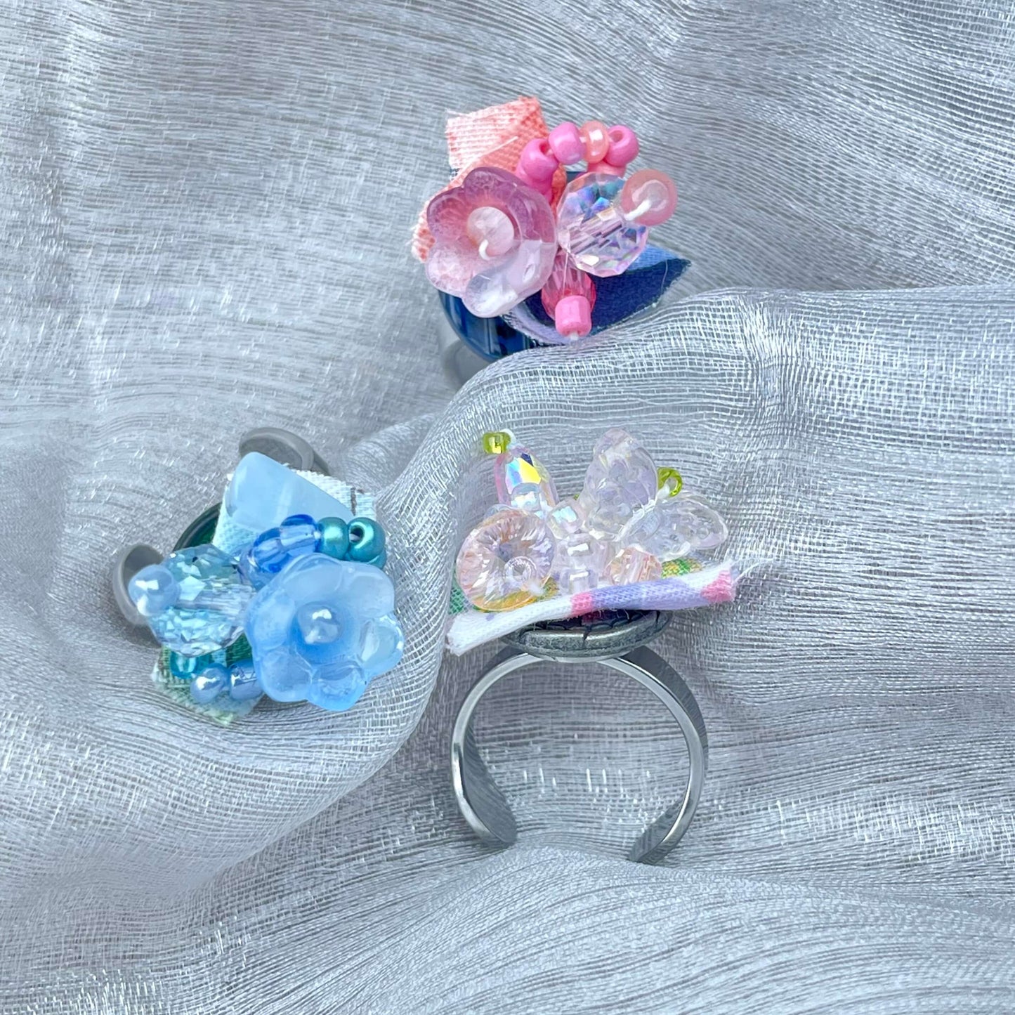 [Holiday Celebration] Handmade Antique Boho Style Beads and Button Rings-Special Launch Price!