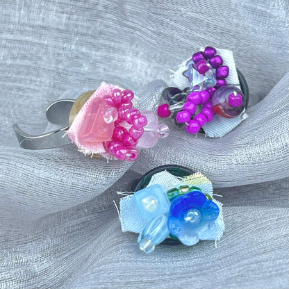 [Holiday Celebration] Handmade Antique Boho Style Beads and Button Rings-Special Launch Price!