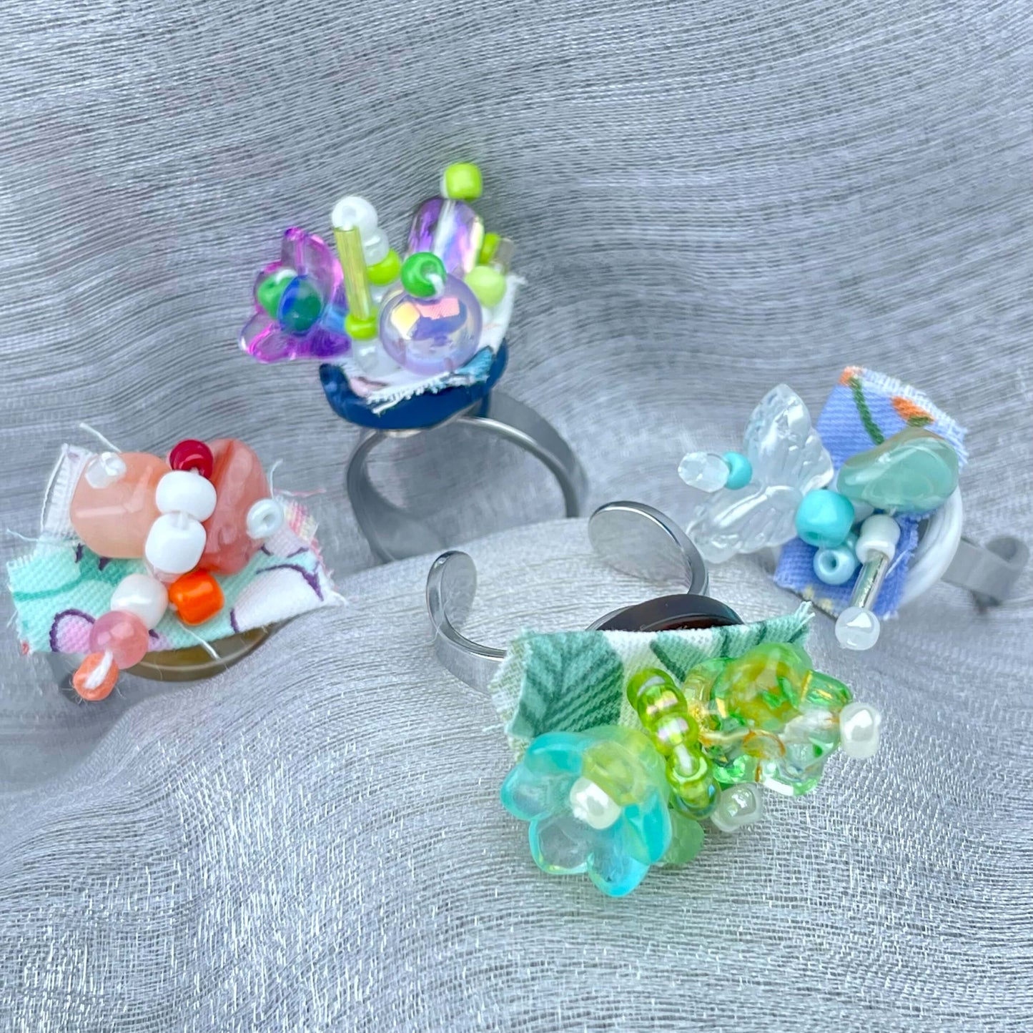 [Holiday Celebration] Handmade Antique Boho Style Beads and Button Rings-Special Launch Price!