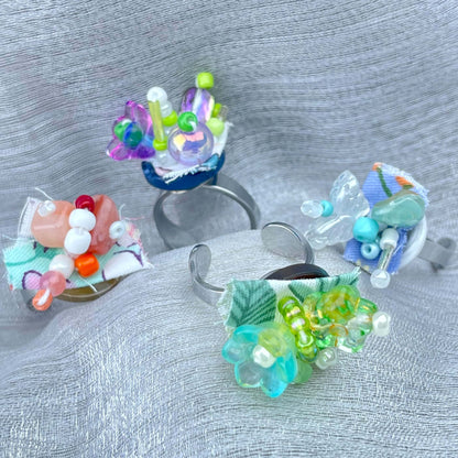 [Holiday Celebration] Handmade Antique Boho Style Beads and Button Rings-Special Launch Price!