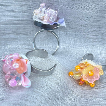 [Holiday Celebration] Handmade Antique Boho Style Beads and Button Rings-Special Launch Price!