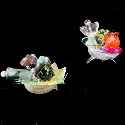 [Holiday Celebration] Handmade Antique Boho Style Beads and Button Rings-Special Launch Price!