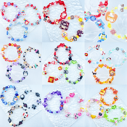 [New Arrival] Kawaii Beads and Hand-painted Beads Elastic Bracelets-Larger Size