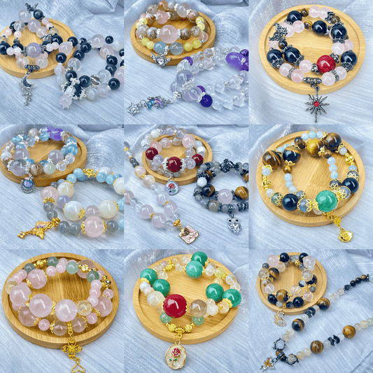 [New Arrival] Premium Natural Crystal Stone Beads Handmade Double-Ring Elastic Band Bracelets- SPECIAL LAUNCH PRICE!