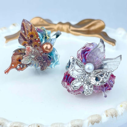[New Batch] Premium Handmade Flower Blossom and Glittering Decor Rings