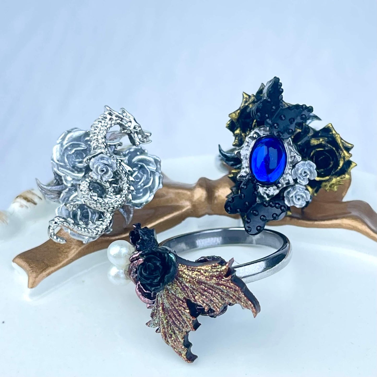 [New Batch] Premium Handmade Flower Blossom and Glittering Decor Rings