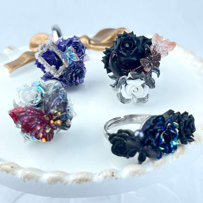 [New Batch] Premium Handmade Flower Blossom and Glittering Decor Rings