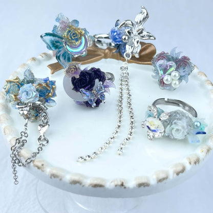 [New Batch] Premium Handmade Flower Blossom and Glittering Decor Rings