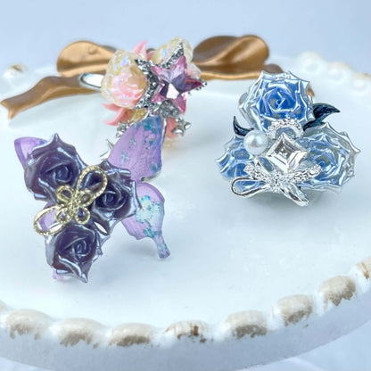 [New Batch] Premium Handmade Flower Blossom and Glittering Decor Rings