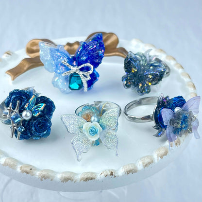 [New Batch] Premium Handmade Flower Blossom and Glittering Decor Rings
