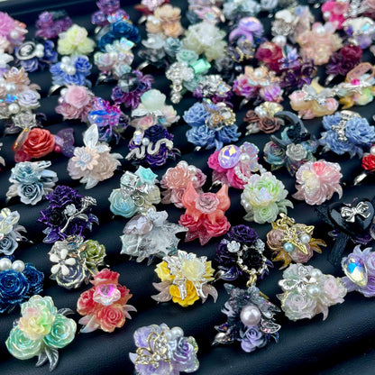 [New Batch] Premium Handmade Flower Blossom and Glittering Decor Rings