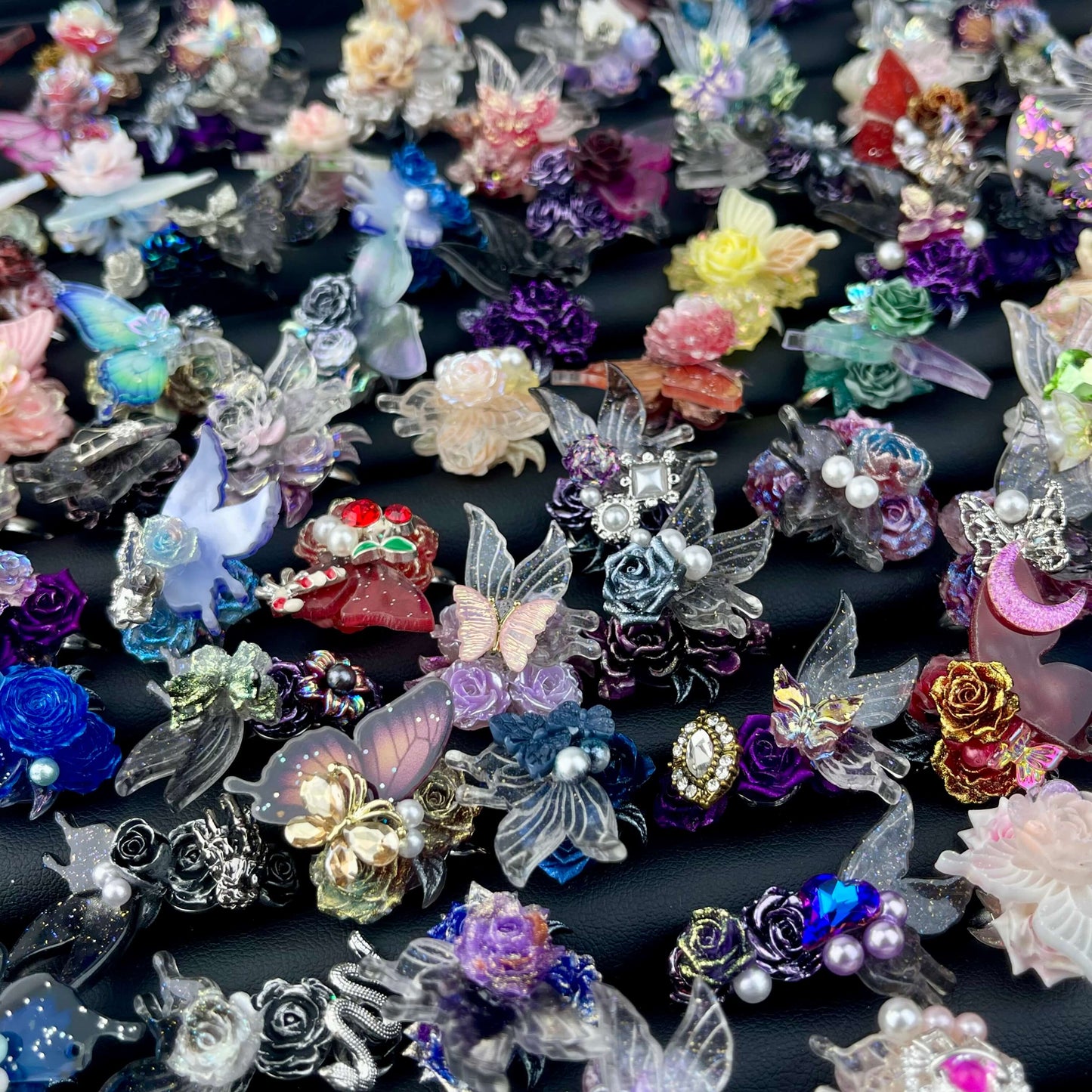 [New Batch] Premium Handmade Flower Blossom and Glittering Decor Rings