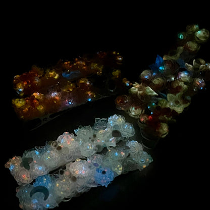 [New Arrival] Special Effects (Glow In the Dark/Color Changing) Flower Blossom Premium Handmade Hair Clips