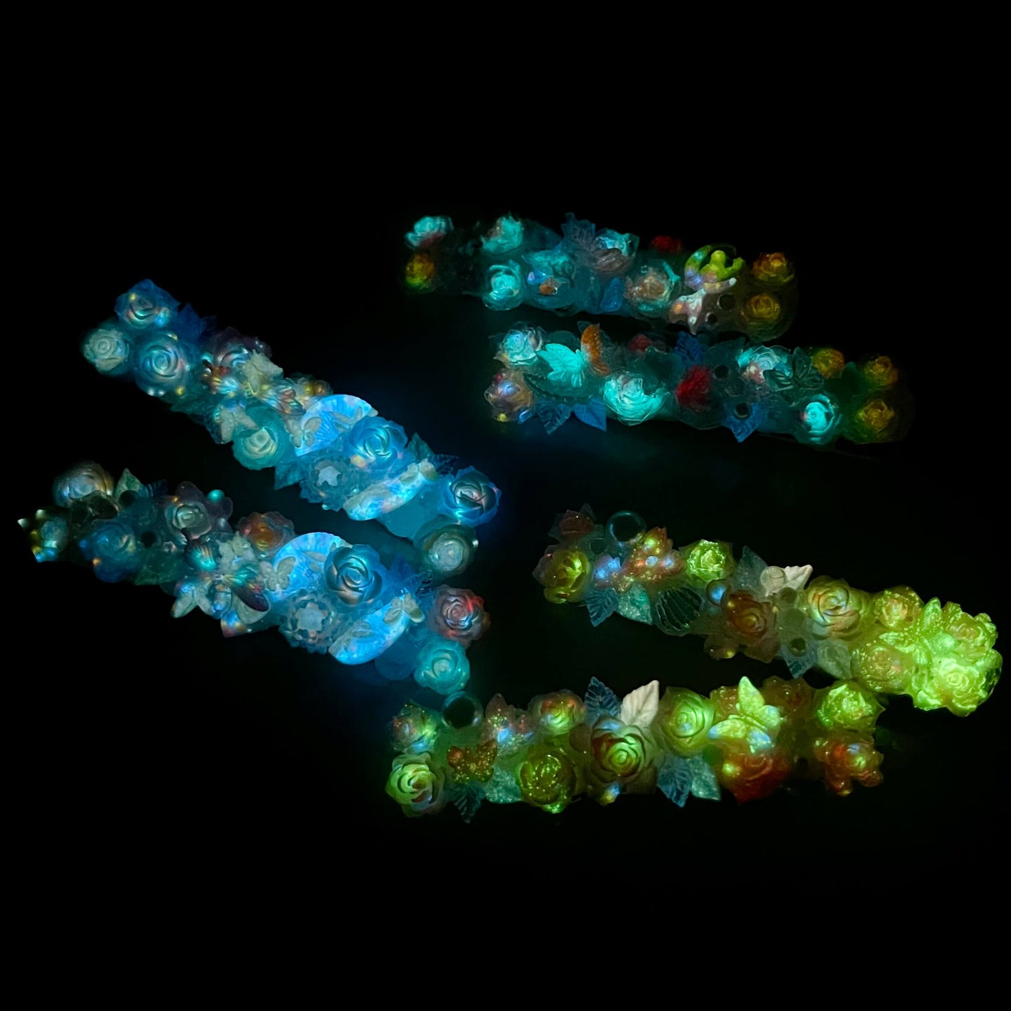 [New Arrival] Special Effects (Glow In the Dark/Color Changing) Flower Blossom Premium Handmade Hair Clips