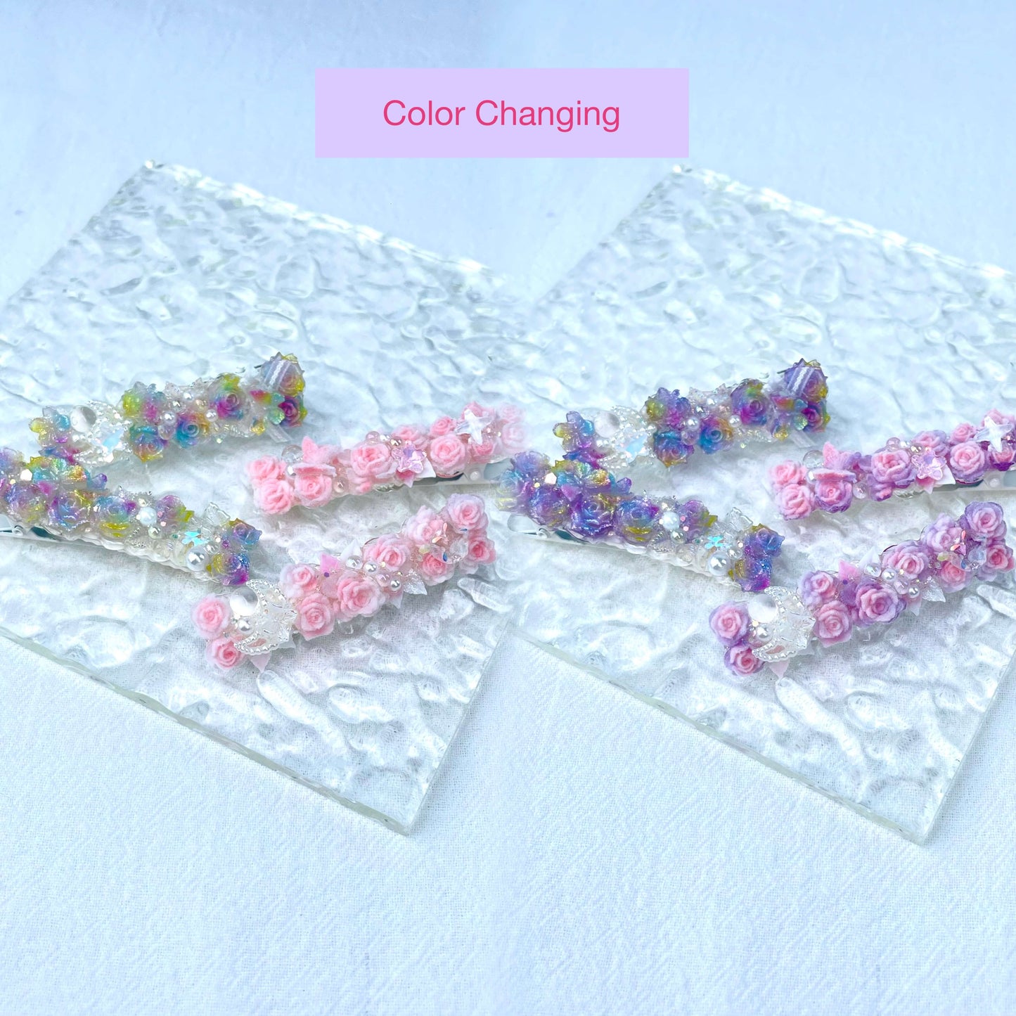 [New Arrival] Special Effects (Glow In the Dark/Color Changing) Flower Blossom Premium Handmade Hair Clips