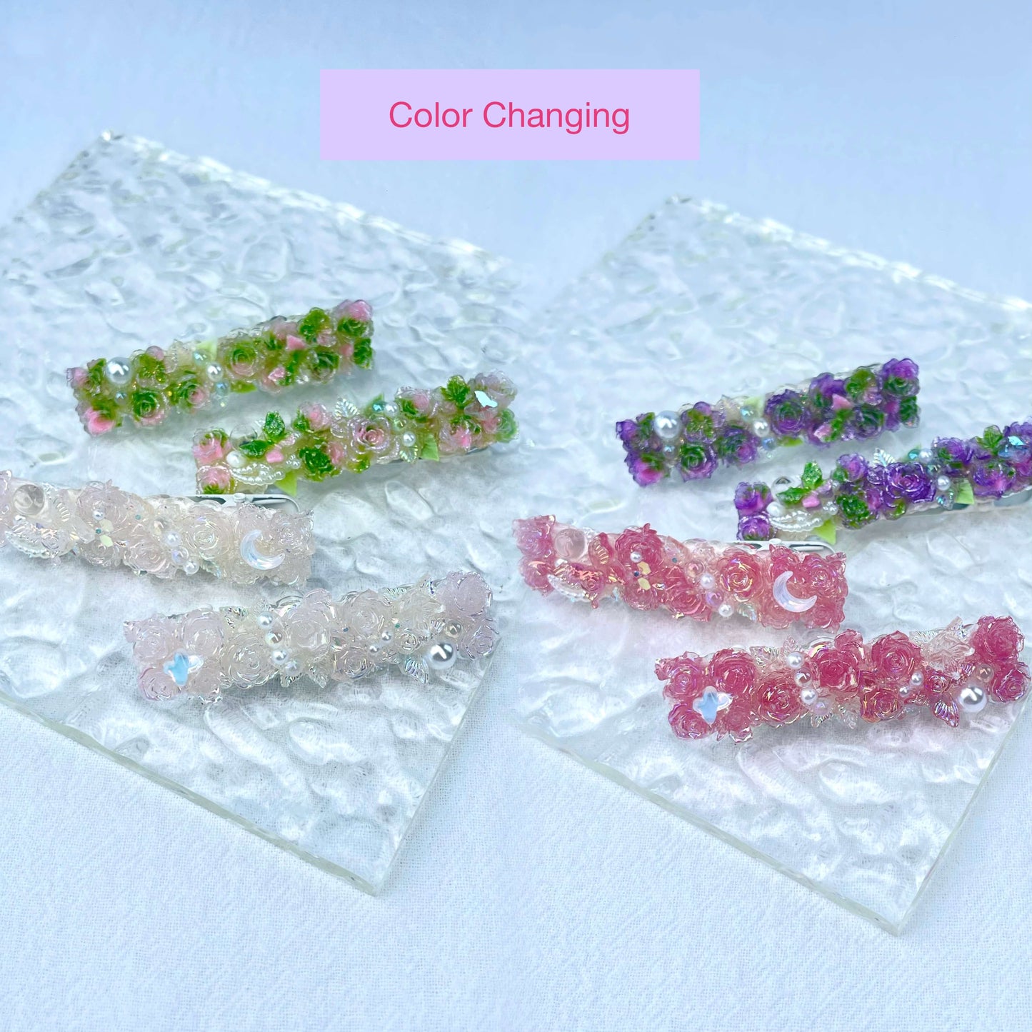 [New Arrival] Special Effects (Glow In the Dark/Color Changing) Flower Blossom Premium Handmade Hair Clips
