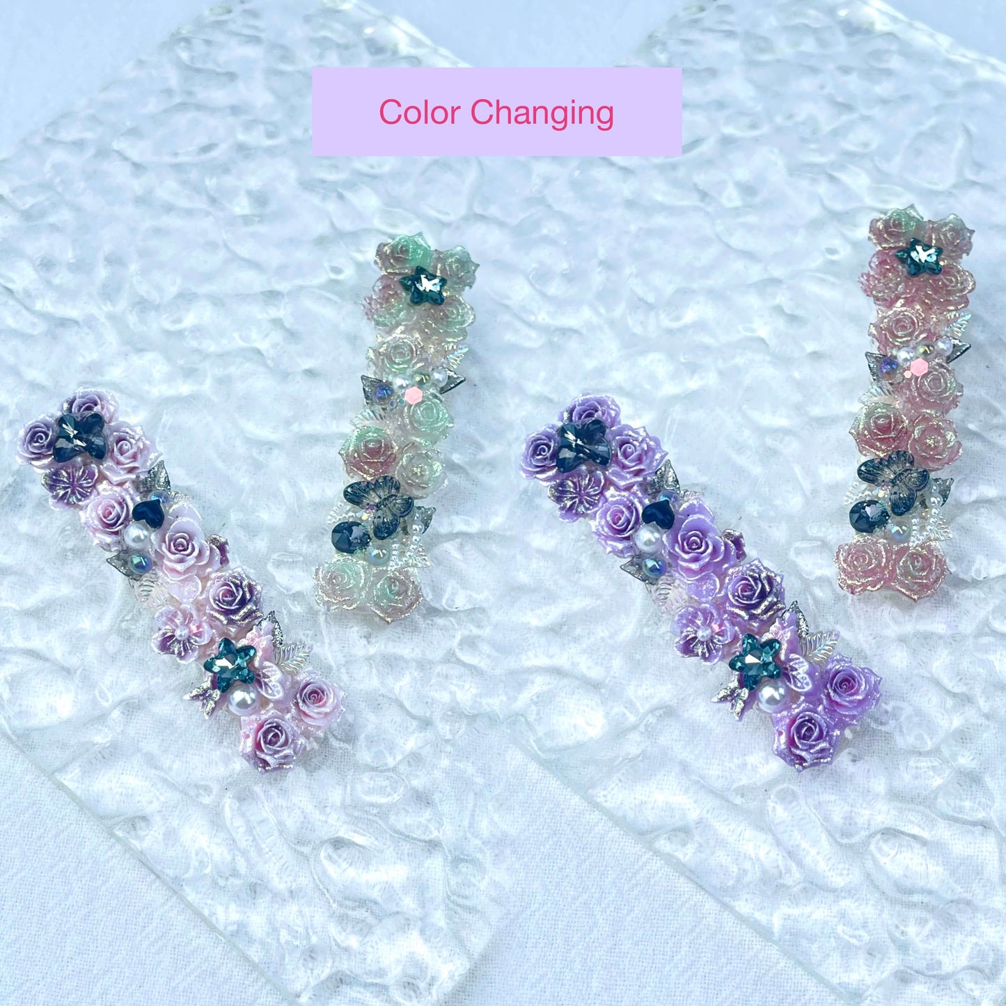 [New Arrival] Special Effects (Glow In the Dark/Color Changing) Flower Blossom Premium Handmade Hair Clips