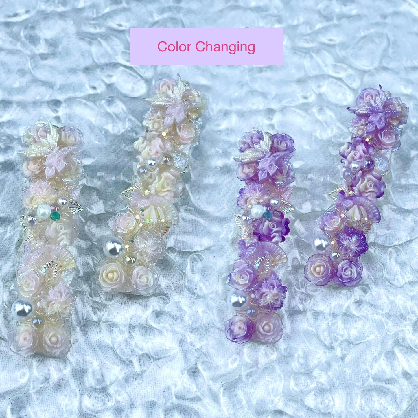 [New Arrival] Special Effects (Glow In the Dark/Color Changing) Flower Blossom Premium Handmade Hair Clips