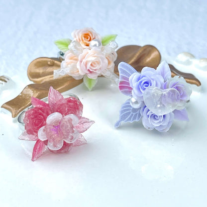 [New Batch] Premium Handmade Flower Blossom and Glittering Decor Rings