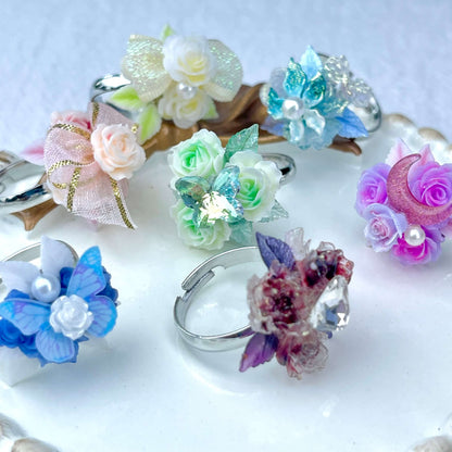 [New Batch] Premium Handmade Flower Blossom and Glittering Decor Rings