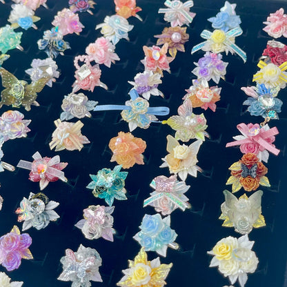 [New Batch] Premium Handmade Flower Blossom and Glittering Decor Rings