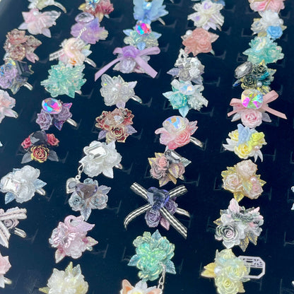 [New Batch] Premium Handmade Flower Blossom and Glittering Decor Rings